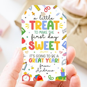 First Day of School Sweet Treat Tag, Teacher Sweet Tag, First Day Of School Tag, 1st day school tag, Canva Template