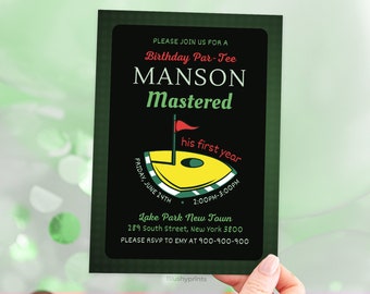 Masters Party Birthday Invitation,  Let's Par-Tee, Golf First Birthday, Mastered First Year, SPEC02