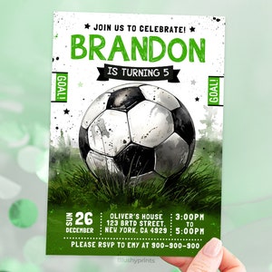 Soccer Birthday Invitation, Editable Boy Soccer Invitation, BS2401 image 3