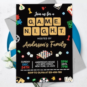 Editable Game Night Invitation, Board Games House Party Invite ...
