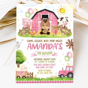 Farm Birthday Invitation Template, Farm Animals Birthday Invitation, Barnyard Invitation, Farm Invitation, BS24N2