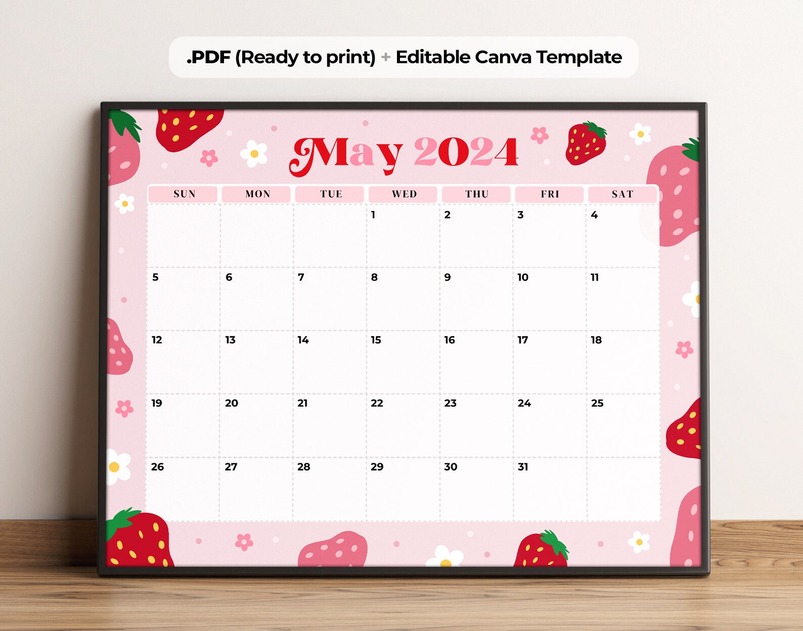 may-2024-calendar-strawberry-may-2024-calendar-printable-fillable-monthly-planner-canva-editable-template-bs2401-etsy