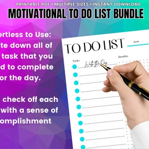 Motivational to Do List Printable: Daily Checklist (digital Download ...