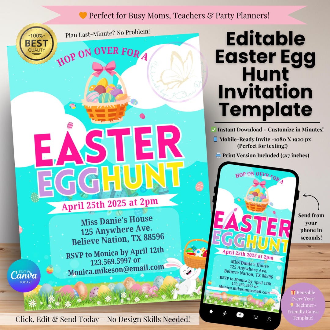 Editable Easter Invitation Template | Easter Hunt Invitation | Easter ...