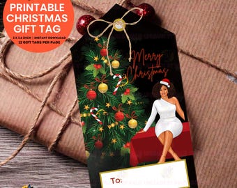 Bougie Auntie Christmas Gift Tags, Printable Gift Tags, Gift Tag for Christmas, Party Tags, US Letter, Easy to print.
