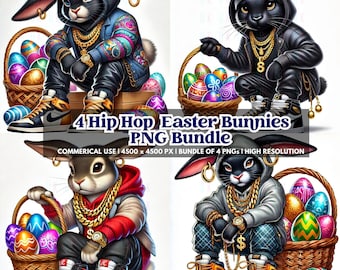 Hip Hop Easter Bunny PNG Bundle: Streetwear Designs (Digital Download)