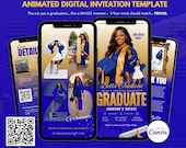 Blue and Gold Digital Graduation Invitation, Animated Class of 2026 Invite,Digital Grad Party Evite, Editable Template, Animated Grad Invite