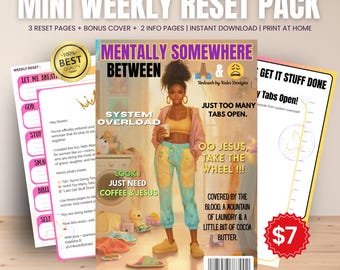 Mini Weekly Reset Planner Pack for Christian Women | Printable Mental Health and Self-Care Journal | Faith-Based Brain Dump & To-Do List