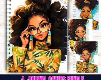 African American Art Journal Covers: Modern Chic PNGs (Digital Download)