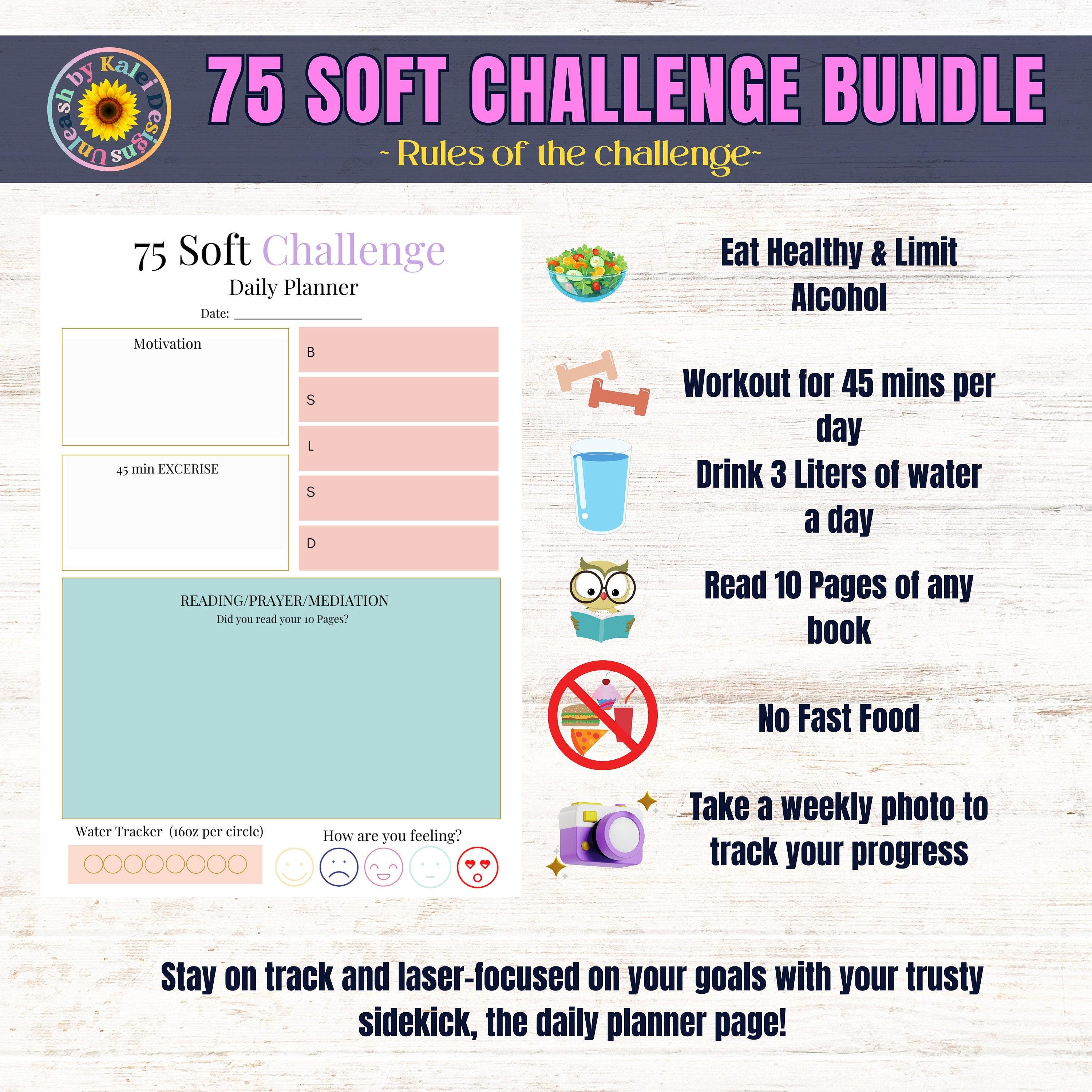Printable 75 Soft Challenge Tracker Bundle I Daily 75 Soft Challenge ...