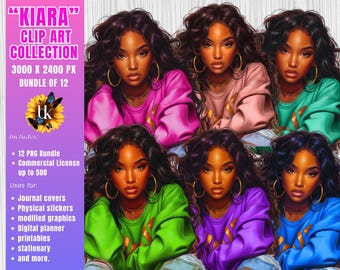 Kiara Clip Art Collection: African American PNG Graphics (Digital Download)