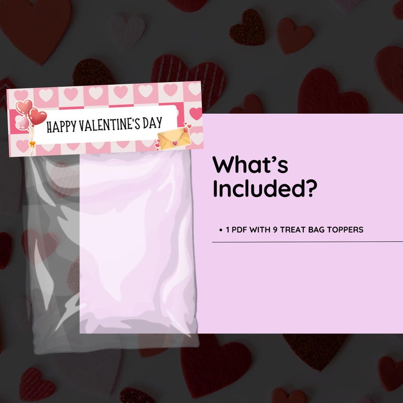 Printable Valentine’s Day Heart Treat Bag Toppers - Instant Download ...