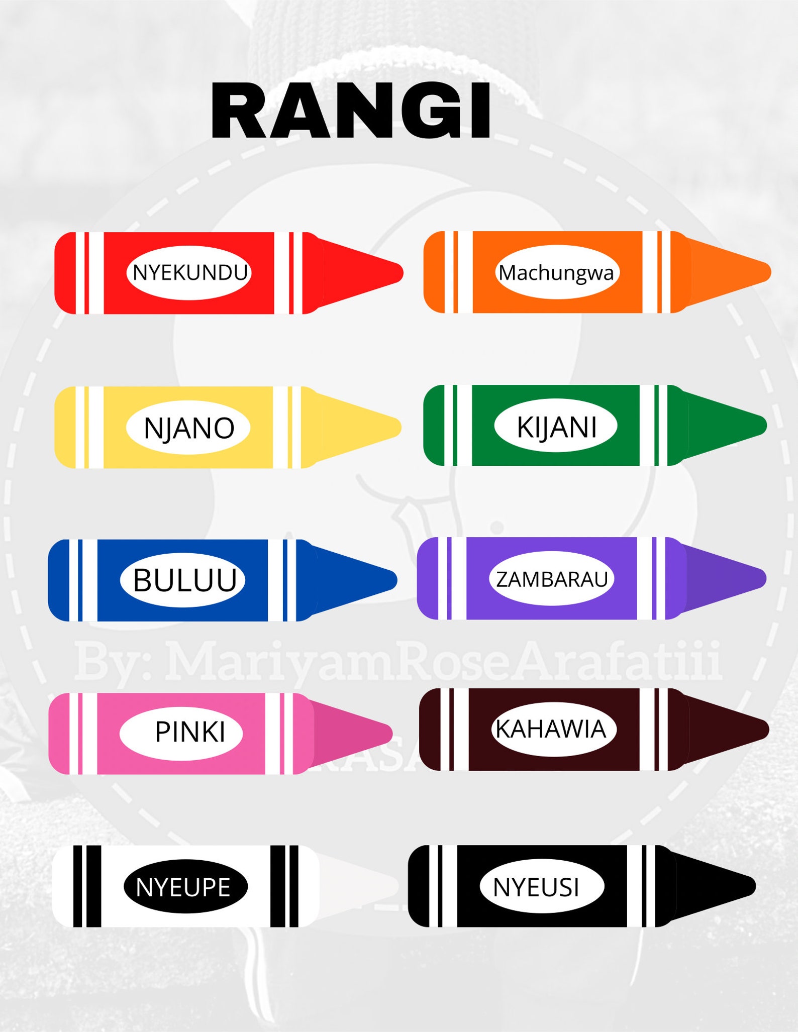 Fundisha watoto rangi kwa Kiswahili. Colours/ colour matching Etsy