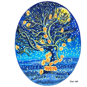 Hawthorn Tree Fairies  A4 Giclee Print
