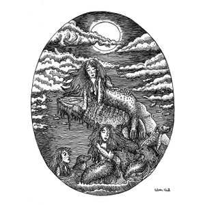 Selkies, Illustration au stylo, Carte de vœux A5