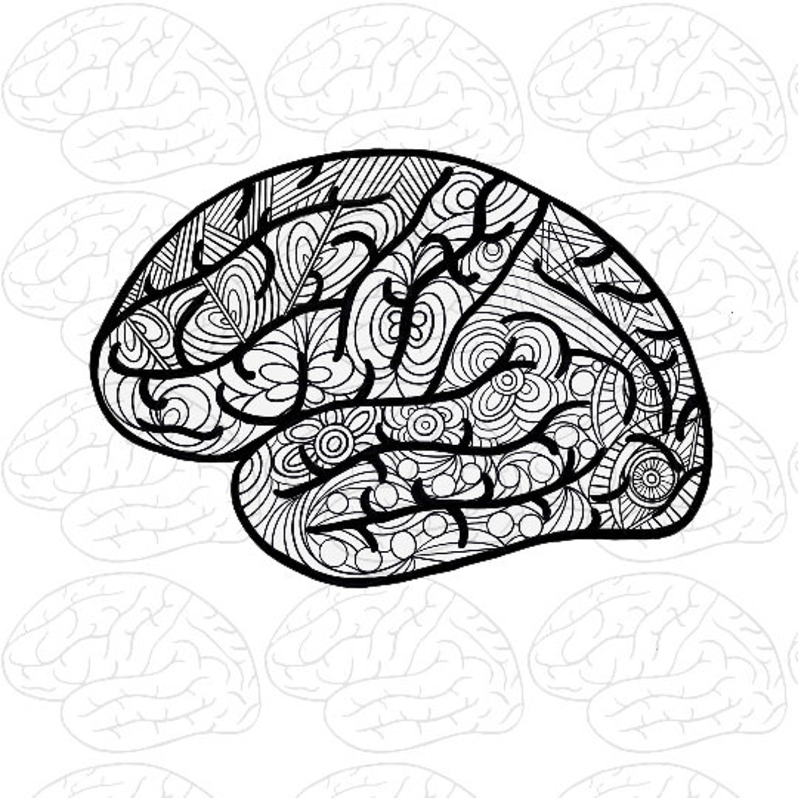 Brain Coloring Printable Adult Coloring Page Home Activity | Etsy
