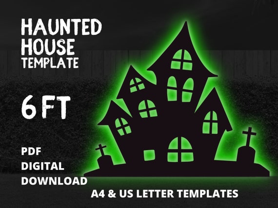 6ft Haunted House Mansion Template Unique Halloween Silhouette - Etsy