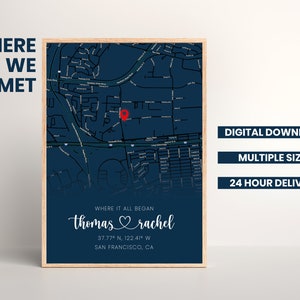 Où nous nous sommes rencontrés Carte / Où tout a commencé Carte de couple Cadeau pour elle Carte personnalisée Cadeau d’anniversaire TÉLÉCHARGEMENT NUMÉRIQUE