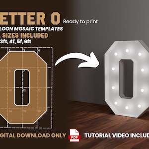 Letter O - All Sizes (From 2ft to 6ft)/Mosaic Letters from Balloons/PDF files + Instructions Step by Step on how to build/Instant download