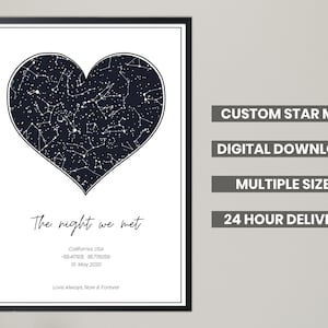 Sternenkarte Herz, Personalisiertes Geschenk, Hochzeitsgeschenk, Hochzeitsgeschenk, Hochzeitsgeschenk, Sternbild, Digitale Datei