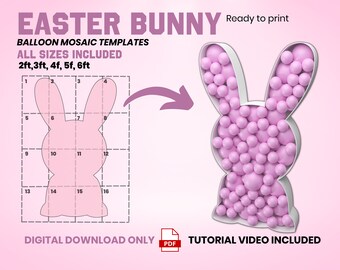 Easter Bunny Mosaic from Balloons, Mosaic from Balloons, Rabbit, Peeps, Mosaic Template, Easter Mosaic from balloons, Bunny Balloons 1ft-6ft