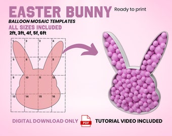 Easter Bunny Mosaic from Balloons, Mosaic from Balloons, Rabbit, Peeps, Mosaic Template, Easter Mosaic from balloons, Bunny Balloons 1ft-6ft