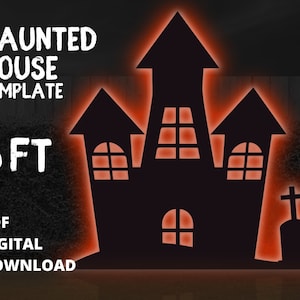 6ft Haunted House Mansion Template Unique Halloween Silhouette Décor Printable Trace Cutout PDF For Outdoor Yard