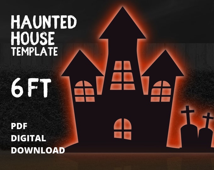 Haunted House Printable Trace and Cut PDF Template 6 Ft