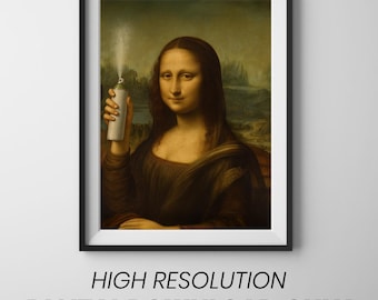 Funny Bathroom Poster | Mona Lisa | Bathroom Prints Printable Wall Art, bathroom art, bathroom wall decor