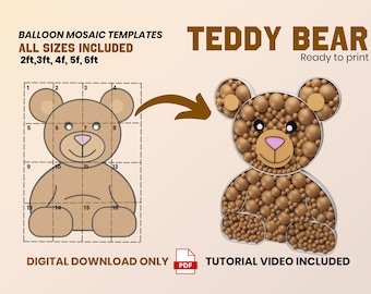 Teddybär Luftballons Vorlage und Tutorial, Teddybär Babyparty Thema Dekoration, Teddybär Babyparty Thema Junge, Teddybär Dekoration