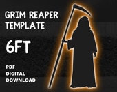 6ft Grim Reaper Halloween Template Unique Silhouette Décor Printable Trace Cutout Digital Download PDF For Outdoor Yard