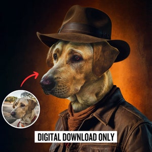 Custom Cowboy Pet Portrait from Photo, Perfect Western Birthday Pet, Royal Cat Portrait, Cowboy Pet Western Dog Art, Gift for Pet Lover