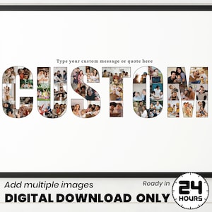 Collage de fotos con nombre personalizado, collage de fotos de texto personalizado, collage de letras personalizadas, su collage de fotos de texto, regalo de collage de fotos, arte de palabras