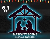 6.1Ft Nativity Scene Christmas Template Stencil Digital Download PDF Silhouette Décor Printable Trace Cutout For Outdoor Yard