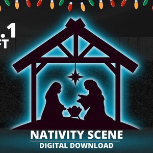 6,1 Fuß Krippe Weihnachten Vorlage Schablone Digitaler Download PDF Silhouette Décor druckbare Spur Ausschnitt für Outdoor Yard