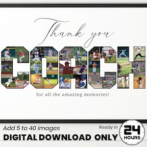 Trainer Collage Rahmen, individuelles Geschenk für Trainer, personalisiertes Collage Geschenk für Sport, Baseball Trainer Geschenk angepasst, Fußball-Volleyball