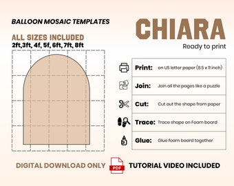 Chiara Wall Template, Chiara Backdrop Template, Chiara Wall Mosaic from Balloons, 2ft-8ft Arch Marquee, Bday Props, DIGITAL PDFs, DIY Props