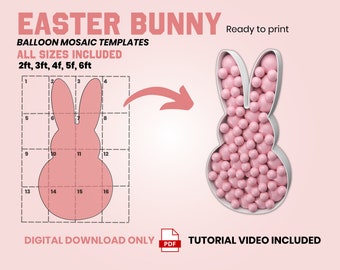 Easter Bunny Mosaic from Balloons, Mosaic from Balloons, Rabbit, Peeps, Mosaic Template, Easter Mosaic from balloons, Bunny Balloons 1ft-6ft