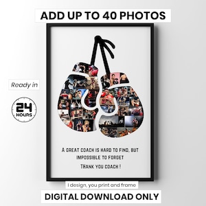 Boxing photo collage gift, Custom gift for boxer, Boxing unique personalized gift ideas, Boxing retirement memorial gift photo frame.