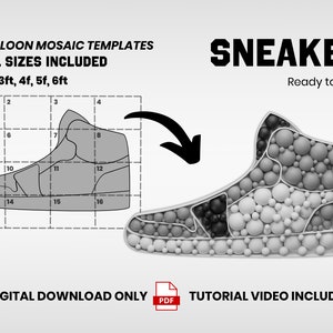 Sneaker from Balloons, Shoe Mosaic from Balloons, Décor Ideas, Mosaic Letters, Mosaic Template, 2ft 3ft, 4ft, 5ft, 6ft, DIY Mosaic Sneaker