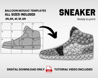 Sneaker av ballonger, Skomosaik av ballonger, Dekoridéer, Mosaikbokstäver, Mosaikmall, 0,6 m, 0,9 m, 1,2 m, 1,5 m, 1,8 m, DIY Mosaic Sneaker