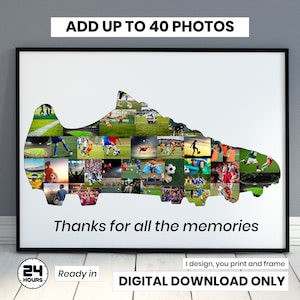 Personalized Soccer Football Team, Cleats Photo Collage Gift for Coach, Gift for Players End of Season Thank You Collage Gift Football Coach