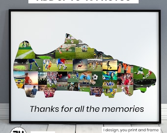 Personalized Soccer Football Team, Cleats Photo Collage Gift for Coach, Gift for Players End of Season Thank You Collage Gift Football Coach