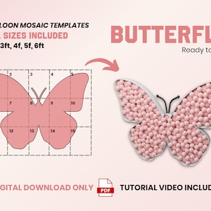 Papillon de ballons, mosaïque de ballons, décoration d&#39;anniversaire, bricolage, modèle de mosaïque, baby shower, modèles de mosaïque de 2 pieds, 3 pieds, 4 pieds, 5 pieds, 6 pieds