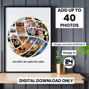 Volleyball photo collage, Senior night volleyball gift, Volleyball coach printable gift, Volleyball ball collage design