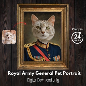 Pet Portrait from photo, Dog Royal Portrait As Gift For Pet Lover, Digital File Pet Royal Portrait, Royal Cat Portrait