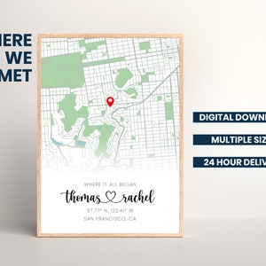 Où nous nous sommes rencontrés Carte / Où tout a commencé Carte de couple Cadeau pour elle Carte personnalisée Cadeau d’anniversaire TÉLÉCHARGEMENT NUMÉRIQUE