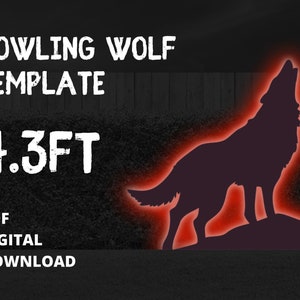 4.3ft Howling Wolf Halloween Template Unique Silhouette Décor Printable Trace Cutout PDF For Outdoor Yard