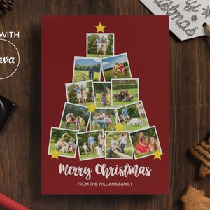 Weihnachten Foto Karte Vorlage Urlaub Familie Foto Collage Postkarte Editierbare Canva Digitaler Download PDF PNG JPG