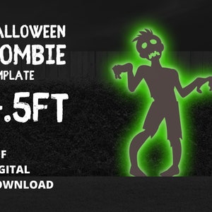 4.5ft Zombie Scary Yard Art Halloween Template Unique Silhouette Décor Printable Trace Cutout PDF For Outdoors